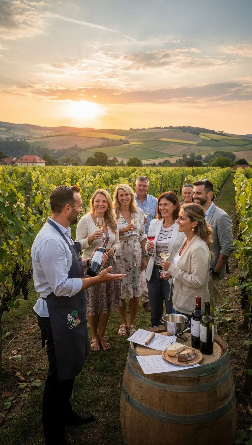 Travelers enjoying a picnic under a canopy of blooming apple trees in Slovakia.
